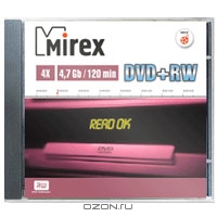 Mirex DVD+RW, 4.7Gb, 4x, 10шт slim case