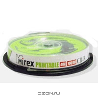 Mirex CD-R 80 700Mb, 48x, 10шт, cake box, printable. Mirex
