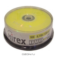 Mirex DVD-R, 4.7Gb, 16x, 25шт Cake Box