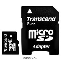 Transcend microSDHC Card 8Gb, Class 6. Transcend