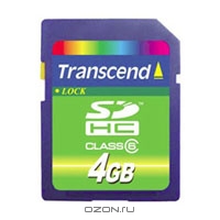 Transcend SDHC Card 4Gb, Class 6. Transcend