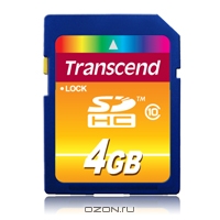 Transcend SDHC Card 4Gb, Class 10. Transcend