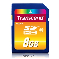Transcend SDHC Card 8Gb, Class 10 (TS8GSDHC10)