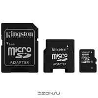 Kingston microSDHC 16GB, Class 10 + 2 адаптера