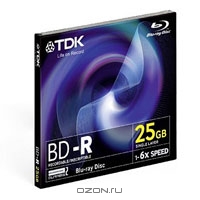 TDK BD-R 25GB, 6x, 1шт, Jewel Case, (BD-R25JC6EB)