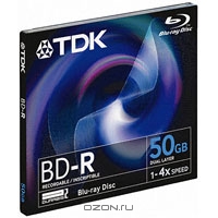 TDK BD-R 50GB, 4x, 1шт, Jewel Case, (BD-R50JC4EB)