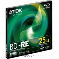 TDK BD-RW 50GB, 2x, 1шт, Jewel Case, (BD-RE50JC2XE)