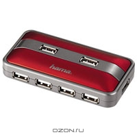 Hama USB Hub H-78494 7xUSB, активный, Red/Anthracite