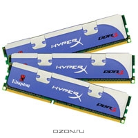 Kingston DDR3 6144 MB 1600MHz, 3x2GB, XMP HyperX, KHX1600C9D3K3/6GX. Kingston Technology