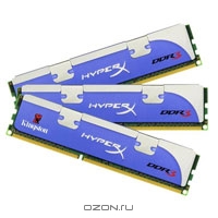 Kingston DDR3 3072 MB 1800MHz, 3x1GB, XMP HyperX, KHX1800C9D3K3/3GX. Kingston Technology