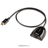 Hama переключатель HDMI 2-в-1, пассивный, поддержка HDCP, черный
